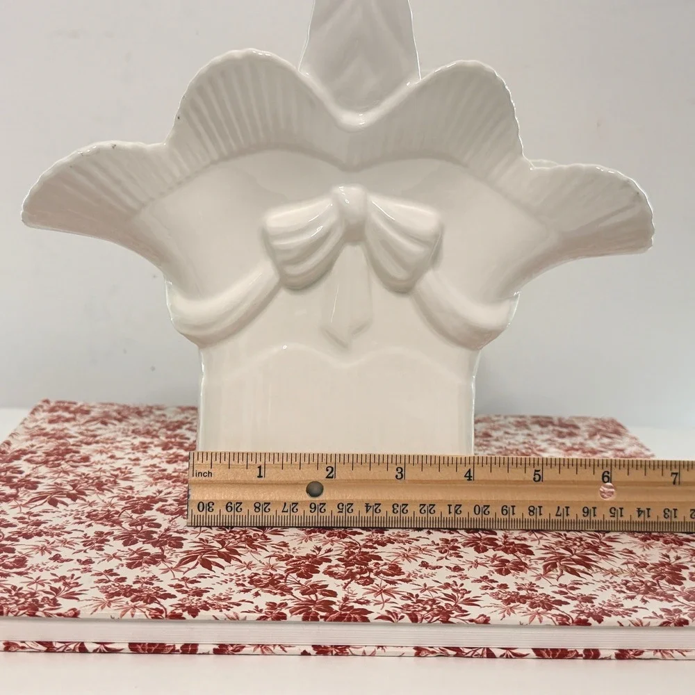 Vintage Hispania DAISA 1984 Spain Porcelain Basket Bow White Romantic Decor